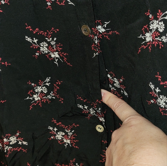 Laura Ashley Black Floral Button Dress‎ Womens Size 12 Farmcore Cottagecore - Picture 4 of 5